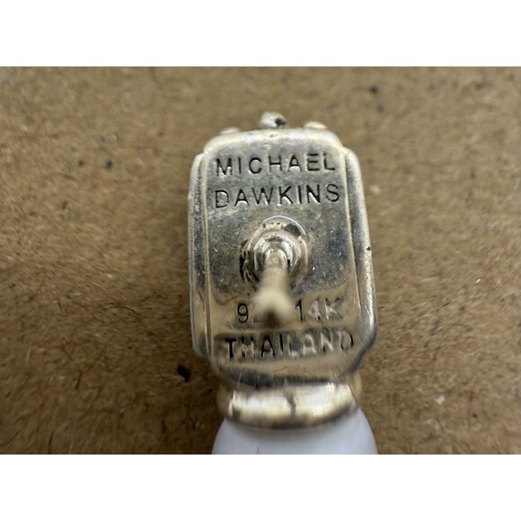 Michael Dawkins Pearl Textured Sterling Silver Earring 925 14K Thailand - Picture 3 of 12